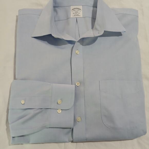 Brooks Brothers 1818 Regent Fit blue LS button up shirt 16 1/2 34/35 - Picture 7 of 13